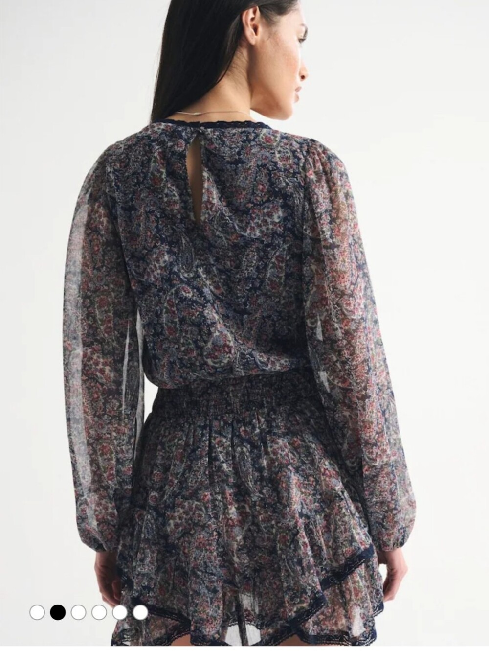 The Abercrombie & Fitch Blue Long Sleeve Square Neck Tiered Skort in size small - Picture 2 of 12